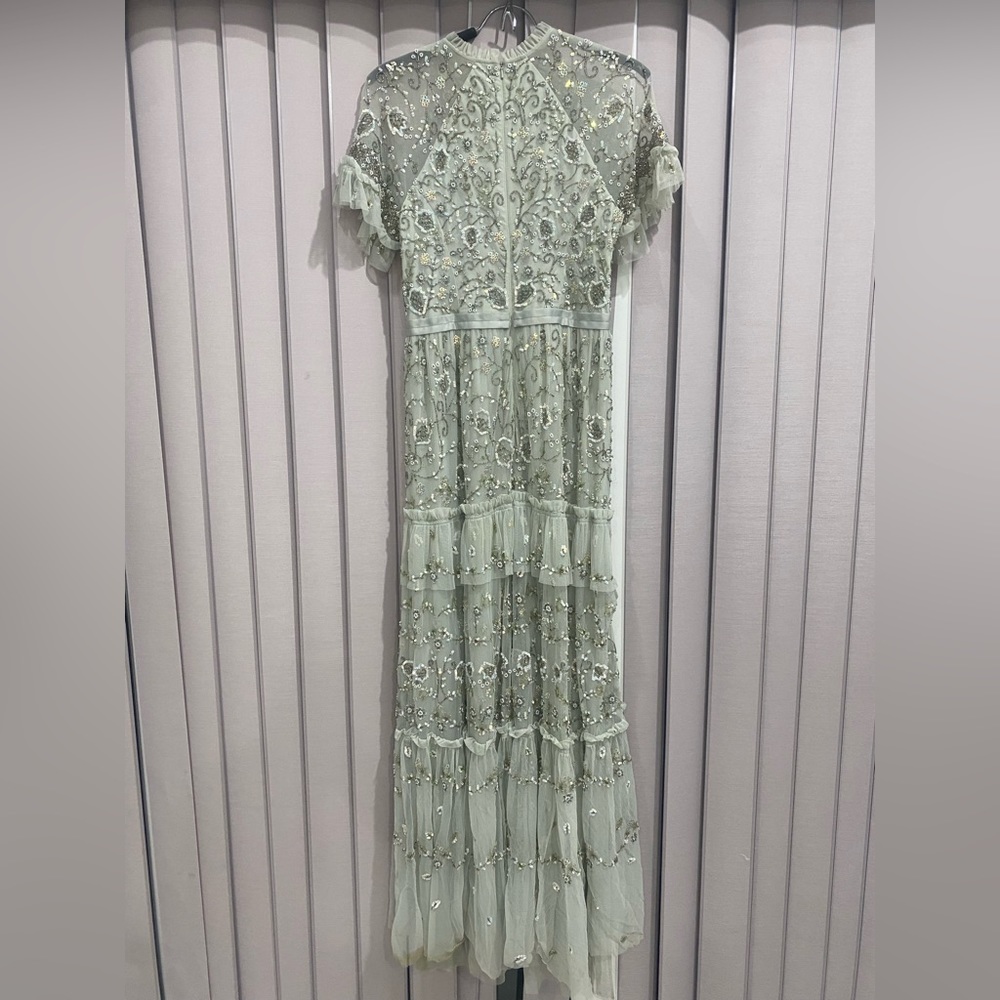 Sage Green Needle and Thread beaded gown